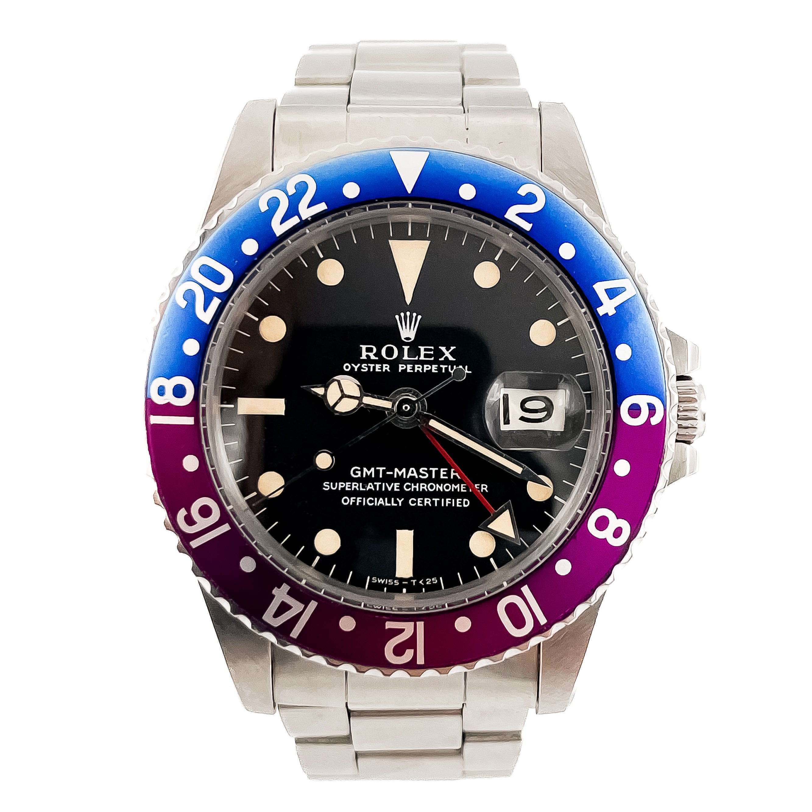 Rolex GMT-Master Ref. 1675 "Fuchsia Bezel Long E"